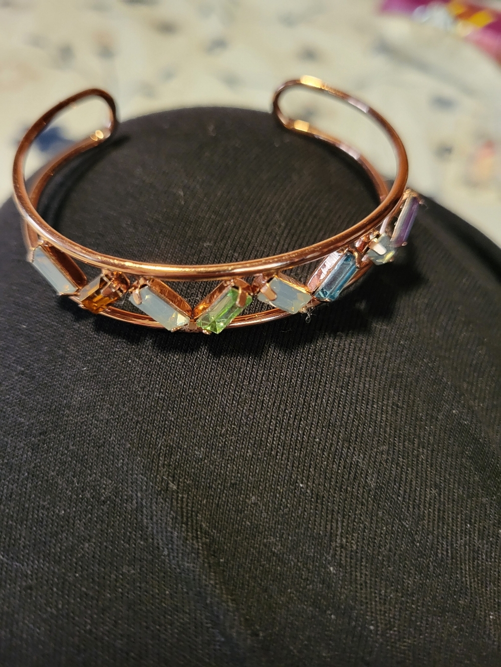 Rose Gold Multicolor Crystal Cuff Bracelet